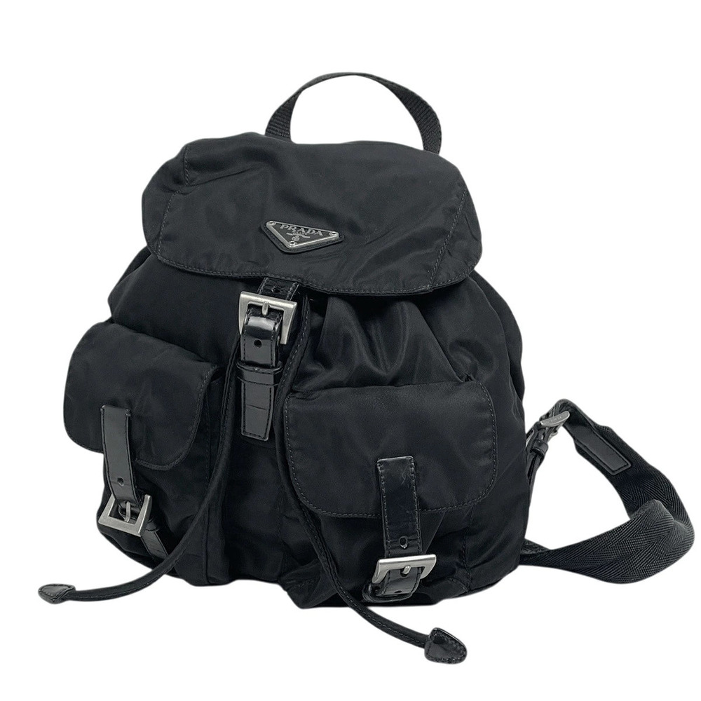 Prada Plate Backpack Daypack Nero Black